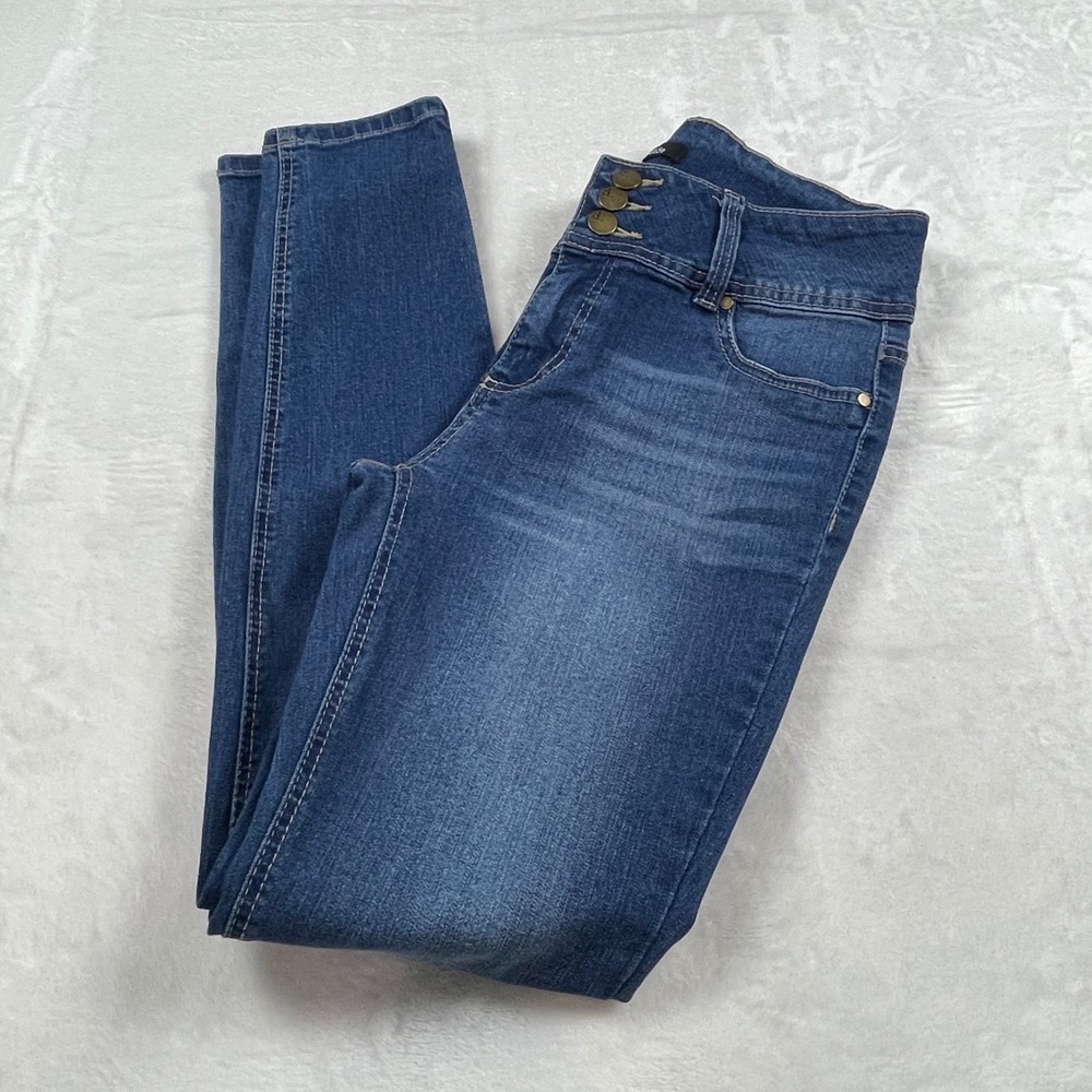 d.jeans Womens High Rise Skinny Jeans Medium Wash Blue 3-Button Fly Size 6